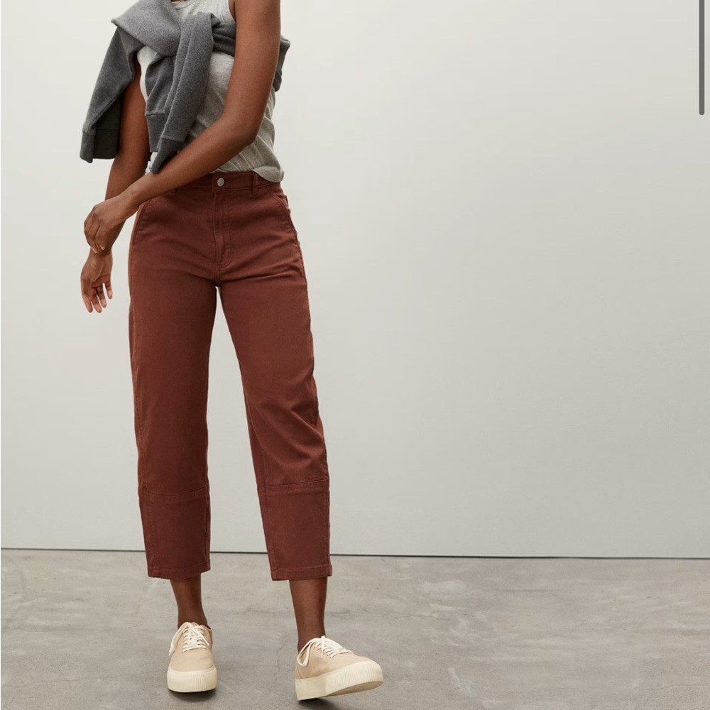 Everlane High-Rise Cropped Pants in Rust Brown